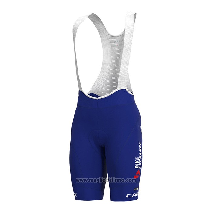 2022 Abbigliamento Ciclismo Bike Exchange Blu Bianco Manica Corta e Salopette